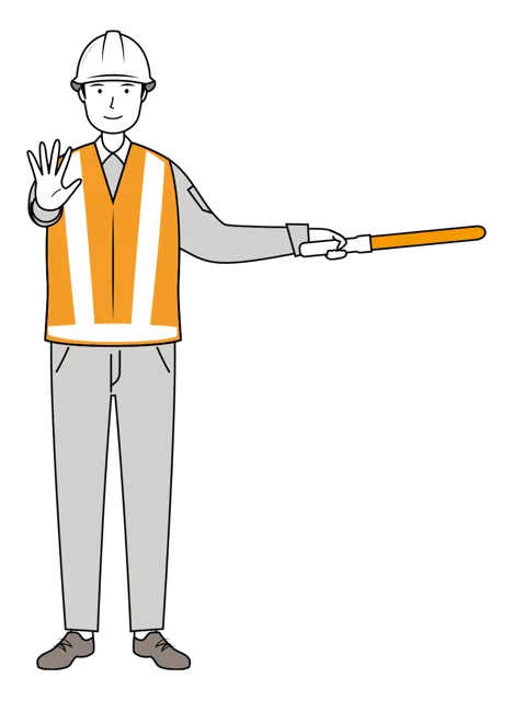 交通誘導員 イラスト | 無料・男性・線画・全身[TCML015-01-L] | イラストれいと