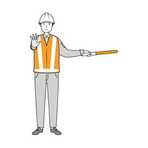 交通誘導員 イラスト | 無料・男性・線画・全身[TCML015-L] | イラストれいと