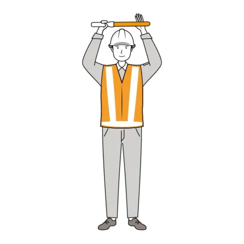 交通誘導員 イラスト | 無料・男性・線画・全身[TCML016-L] | イラストれいと