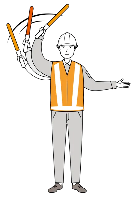 交通誘導員 イラスト | 無料・男性・線画・全身[TCML017-01-L] | イラストれいと