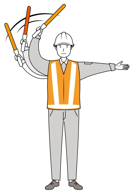 交通誘導員 イラスト | 無料・男性・線画・全身[TCML018-01-L] | イラストれいと